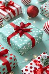 Trendy Euphoria: Red and Green Wrapped Gift in Minimal Style