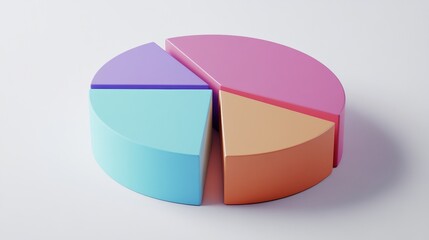 A colorful pie chart is cut into four pieces