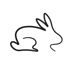Linear hare icon in profile, outline without filling, simple design, minimalist style.