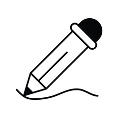 pencil glyph icon with white background vector stock illustration