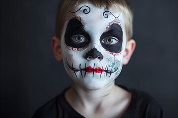Boy face painted, face painting, halloween face painting, halloween day, boy face painting for halloween, cute boy, face painting art
