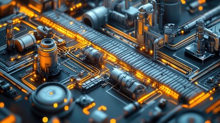 Fototapeta premium Flat Design Illustration of Seamless Engineering Workflow