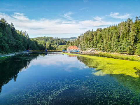 Old hydroelectric power plant with a dam in the Bobr River Valley near Jelenia G&oacute;ra - Perła Zachodu
