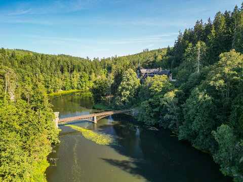 Bobr River near the city of Jelenia Gora