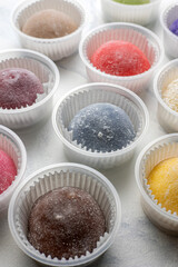 Delicious Japanese moti desserts. Close up