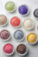 Delicious Japanese moti desserts. Close up