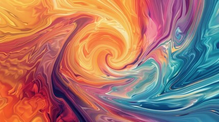 A vibrant abstract background featuring swirling colors of blue, orange, yellow, and red, symbolizing energy, motion, creativity, and flow.