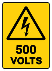 500 Volts Tag Symbol Sign,Vector Illustration, Isolate On White Background Label. EPS10