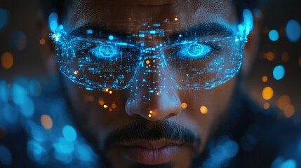 Holographic Tech Representing Futuristic Idea Creation and Innovation