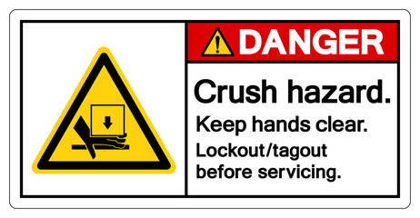 Danger Crush Hazard Keep Hands Clear Symbol Sign, Vector Illustration, Isolate On White Background Label .EPS10