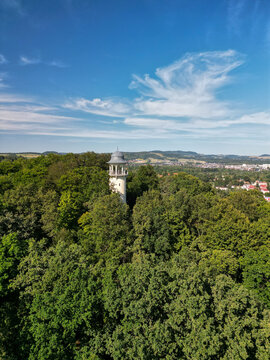 Panorama of the city of Jelenia G&oacute;ra in Poland witch lookout tower