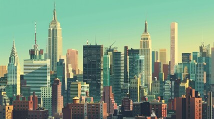Naklejka premium A City Skyline in a Warm Palette