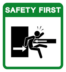 Safety First Keep Clear Of Swinging Upper To Prevent Serious Bodily Injury Symbol Sign, Vector Illustration, Isolate On White Background Label .EPS10