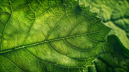 Obraz premium Close-up of vibrant green leaf texture