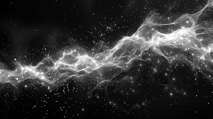 Abstract White Swirls on Black Background