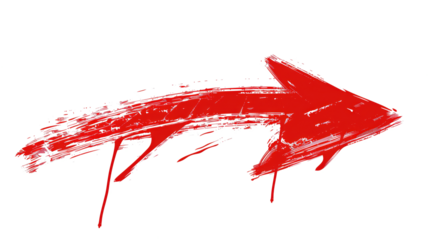 Red Grunge Arrow Pointing Right isolated on transparent background 
