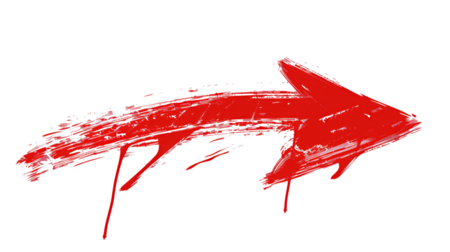 Red Grunge Arrow Pointing Right isolated on transparent background 
