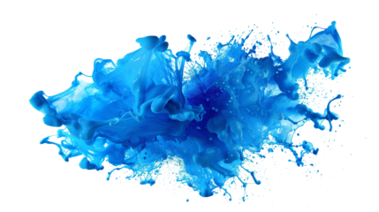 Blue liquid explosion isolated on transparent background