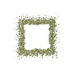 Background with render 3d green balls. Round Sphere of geometric objects, pearl made of metal and plastic. Template with social media story, social networks. vector illustration. Eps 10