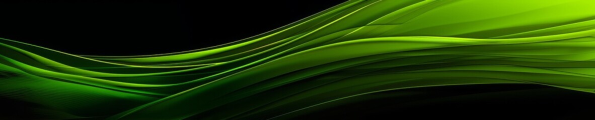 Abstract green waves on black background.
