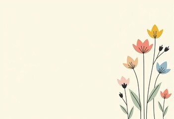 Naklejka premium Modern Floral Illustration | Simple Line Art Flowers | Abstract Botanical Wall Art 