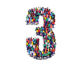 Large group of people in number 3 three form.