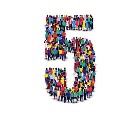 Large group of people in number 5 five form.