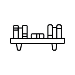 Naklejka premium bookshelf line icon with white background vector stock illustration