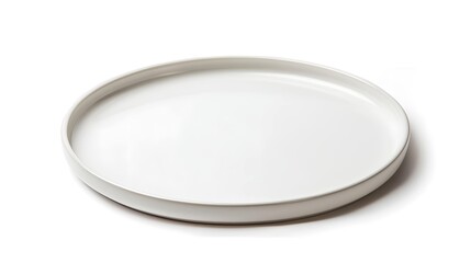 Flat ceramic plate on white background 