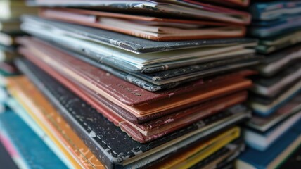 Pocket-sized notebooks stacked together, showcasing different colors and designs