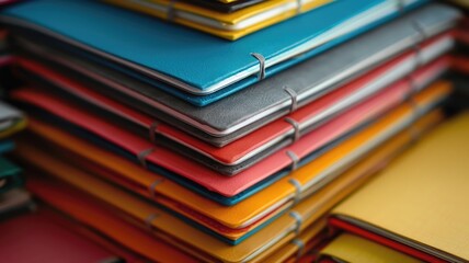 Pocket-sized notebooks stacked together, showcasing different colors and designs