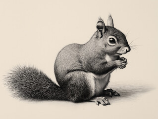 Sketch of a squirrel on plain background