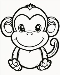 Cute Cartoon Monkey Coloring Page