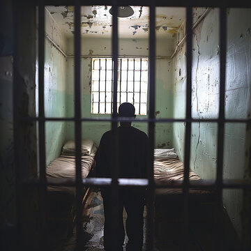 prison cell inmate jail bars imprisonment confinement solitary crime punishment prisoner dark deserted isolation captivity 