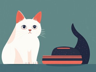 Flat design showcasing various healthy and organic pet food options including natural balanced and eco friendly nutrition for cats and dogs