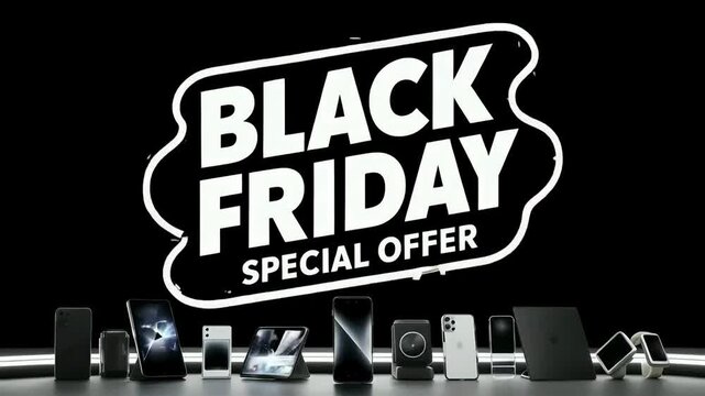 Digital sale. Black Friday concept of animation on black background, special offer.