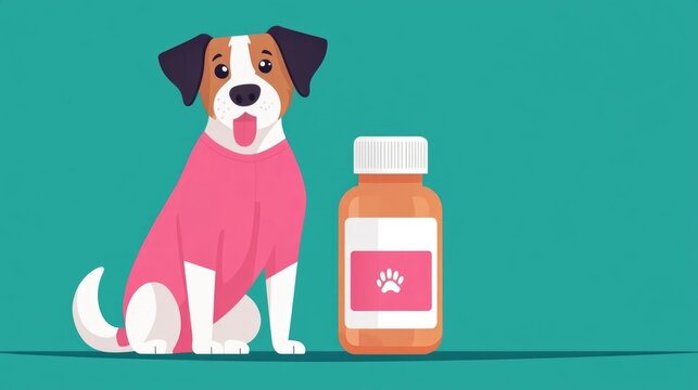 Flat design featuring pet nutrition and probiotic supplements formulated to support digestive health and well being for dogs cats and other small animals  The image includes icons diagrams