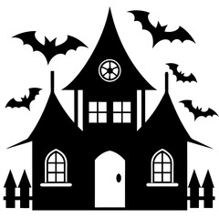 Halloween house icon silhouette vector illustration