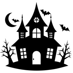 Halloween house icon silhouette vector illustration