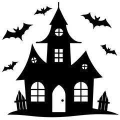 Halloween house icon silhouette vector illustration
