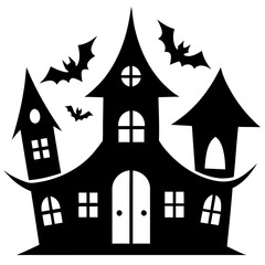 Halloween house icon silhouette vector illustration