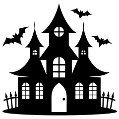 Halloween house icon silhouette vector illustration
