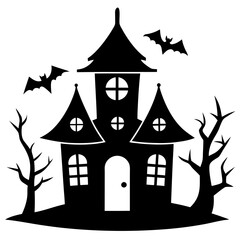 Halloween house icon silhouette vector illustration