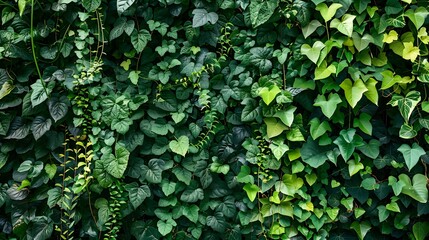Green Wall made of lush green leaves