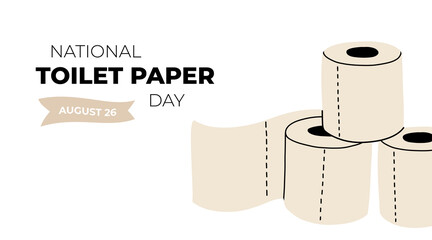 National Toilet Paper day. Vector cartoon banner with roll illustration.
