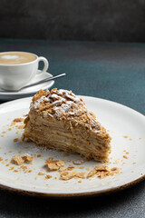 A delicious Napoleon dessert. Close-up