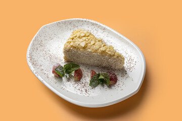 A delicious Napoleon dessert. Close-up