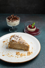 A delicious Napoleon dessert. Close-up