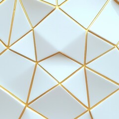 Abstract Geometric Pattern with Golden Lines on White Background