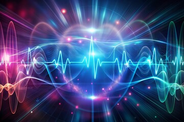 Fototapeta premium Abstract Pulse: Fluid electrocardiogram with swirling lines and shapes, embodying unpredictability and spontaneity.